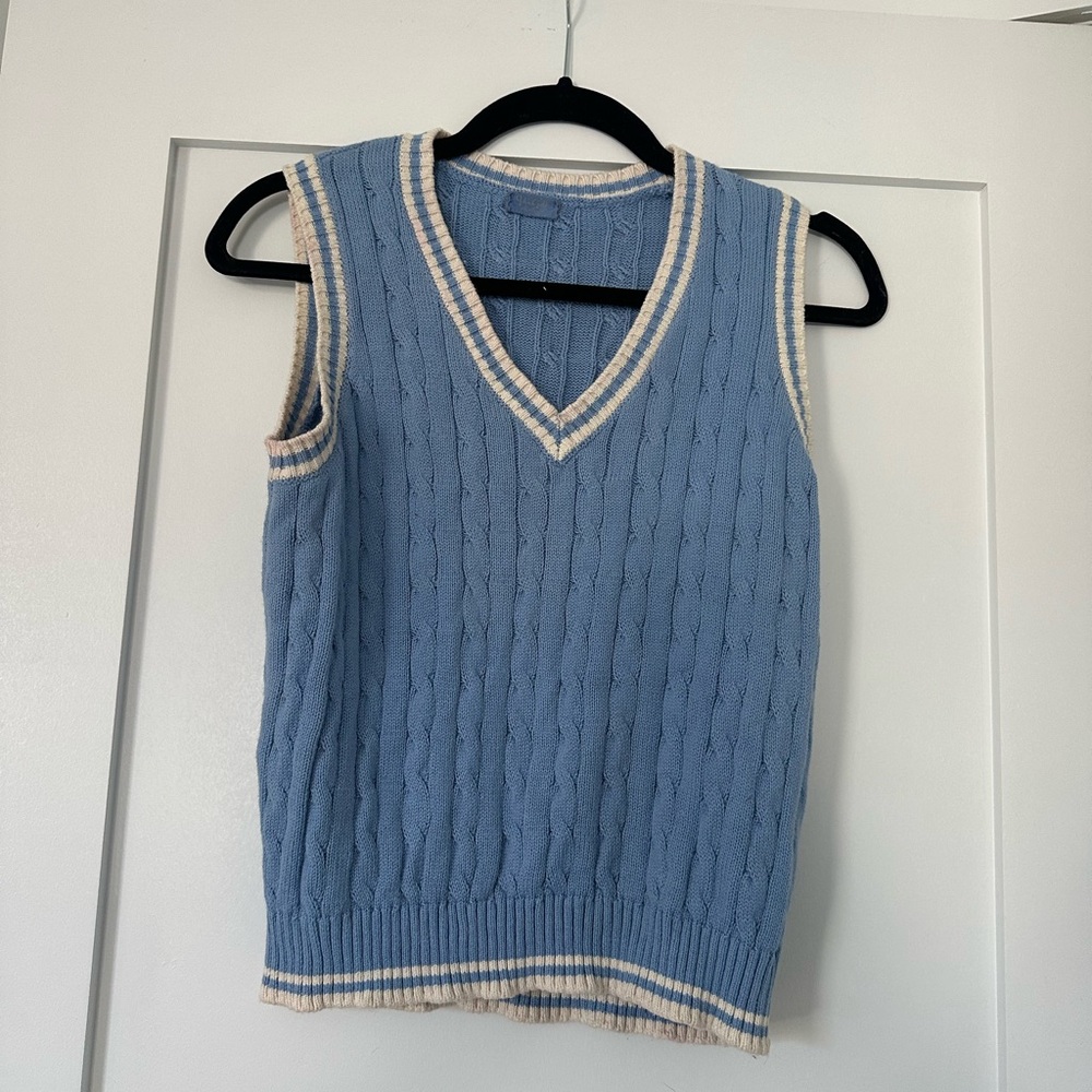 Brandy Melville Blue Cable Knit Sweater Vest